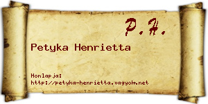 Petyka Henrietta névjegykártya